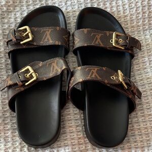 Louis Vuitton Black and Brown Sandals